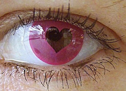 heart-shaped eye contacts